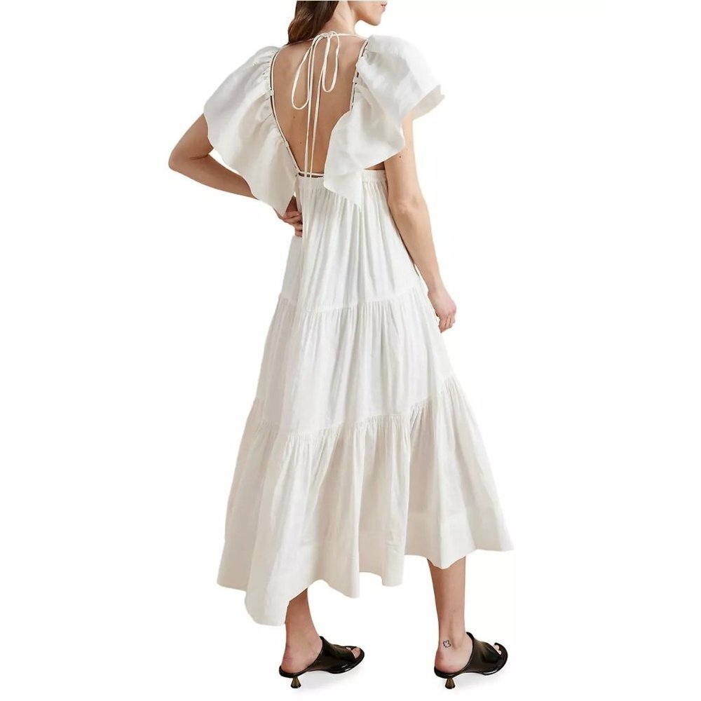 NWT La Ligne Stella ivory linen maxi dress size L - Picture 5 of 10